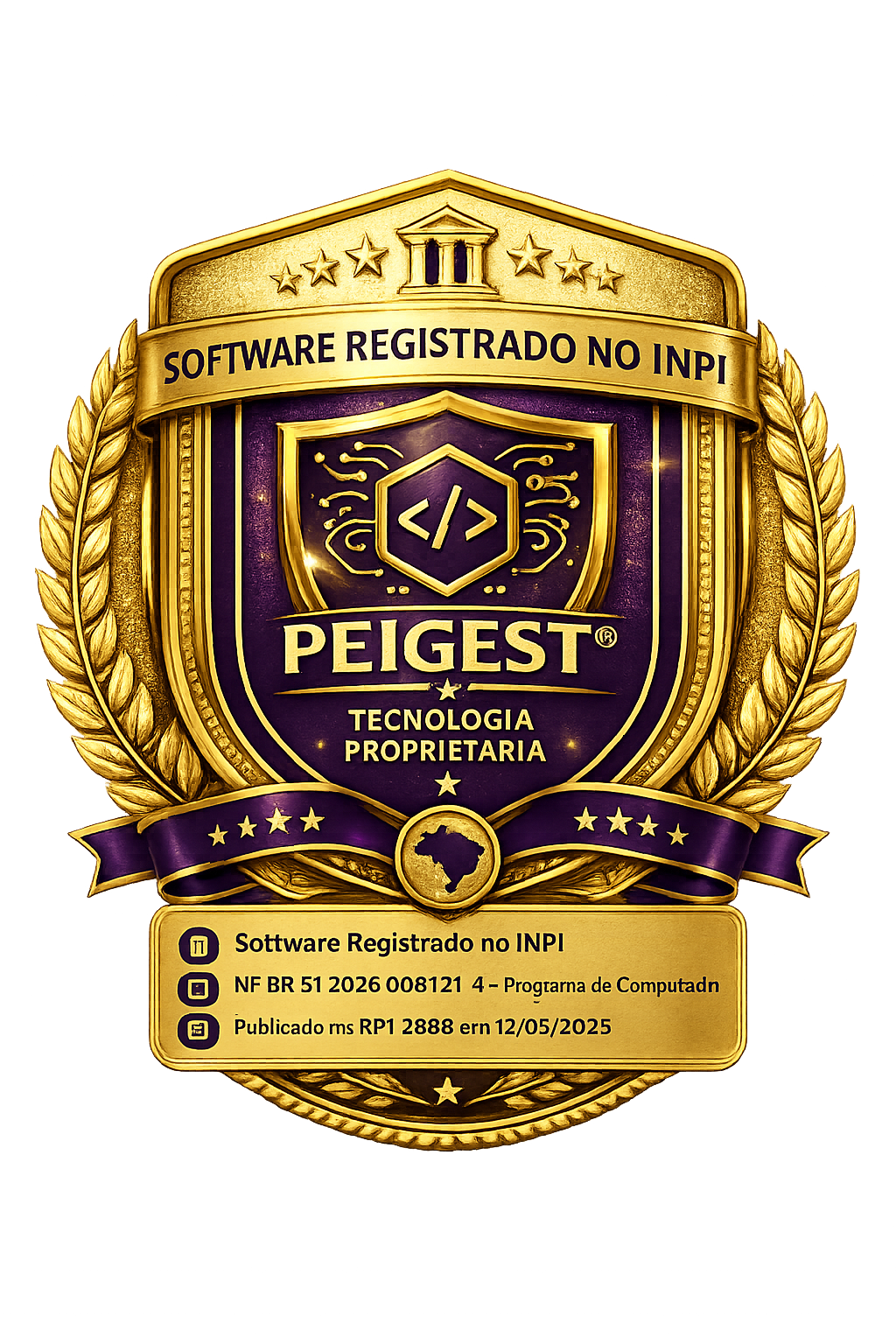 Selo de software registrado no INPI do PEIgest
